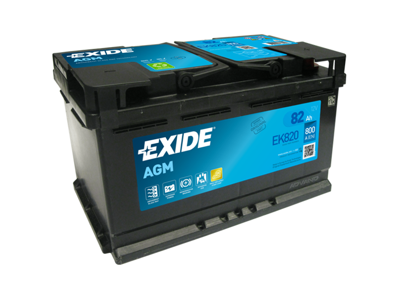 EXIDE 12V 82Ah Akkumulátor AGM 800A J+